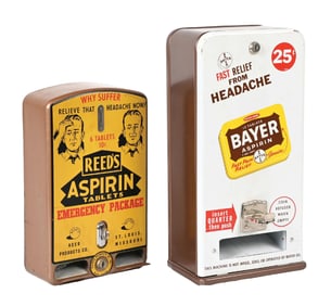 PAIR OF ASPIRIN VENDING MACHINES