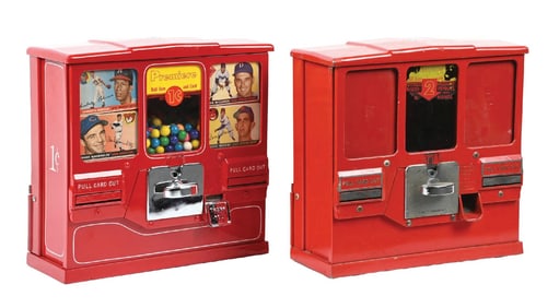 PAIR OF OAK MFG. PREMEIR CARD & GUM VENDING MACHINES