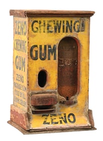 1¢ ZENO STICK GUM VENDING MACHINE W/ TIN PANELS