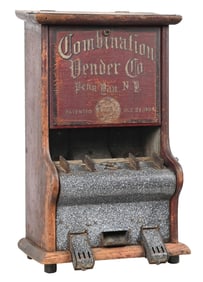 1¢ COMBINATION VENDER CO. WOODEN PACKAGED CONFECTION VENDING MACHINE