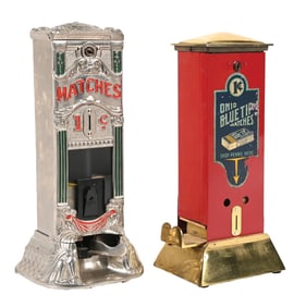 PAIR OF BOXED MATCH VENDING MACHINES