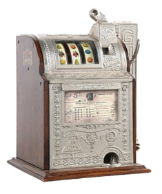 5¢ MILLS/SILVER KING NOVELTY CO. SPEARMINT OPERATORS BELL SLOT MACHINE W/ SIDE GUM VENDOR