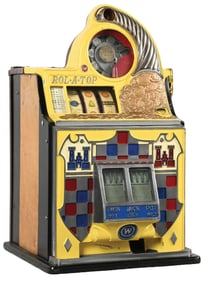 25¢ WATLING CHECKERBOARD ROL-A-TOP SLOT MACHINE