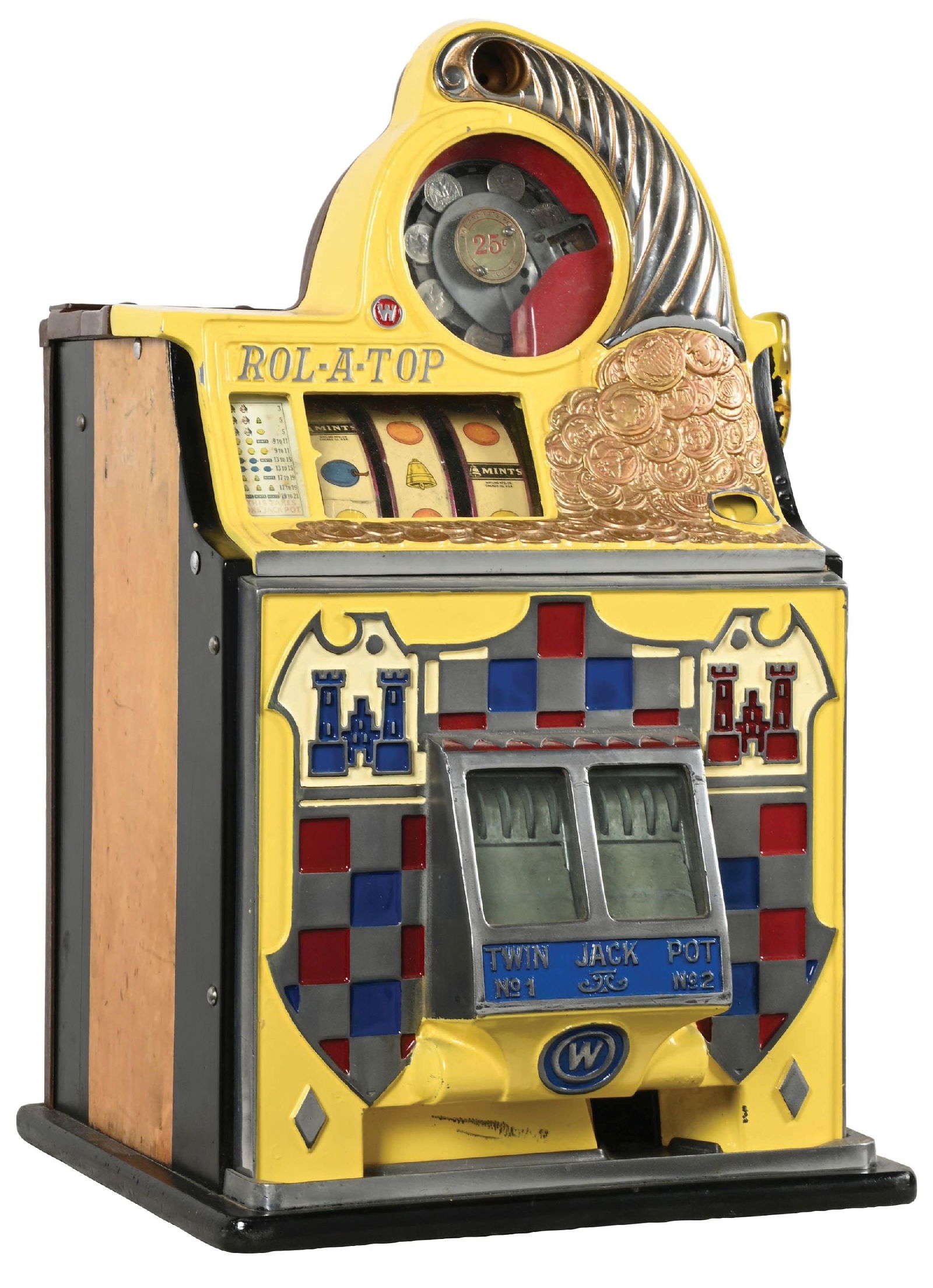 25¢ WATLING CHECKERBOARD ROL-A-TOP SLOT MACHINE (1 of 7)