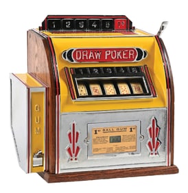 1¢ NATIONAL COIN MACHINE DRAW POKER BALL GUM TRADE STIMULATOR
