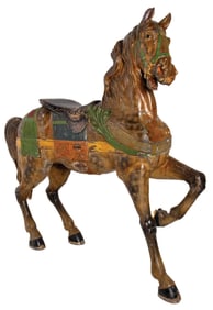 CARVED CAROUSEL HORSE WITH GLASS EYES
