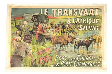 FRENCH CANVAS CIRCUS POSTER W/ LIVESTOCK GRAPHIC