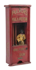 EARLY PAINTED CASE PULVER KOLA-PEPSIN CHEWING GUM VENDING MACHINE