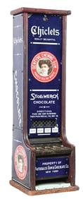 1¢ AUTOSALES VENDING MACHINE CO. CHICLETS GUM & STOLLWERK CHOCOLATE VENDING MACHINE