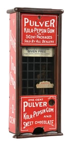 PULVER KOLA-PEPSIN TAB GUM VENDING MACHINE W/ YELLOW KID FIGURE