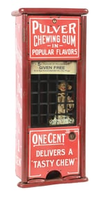 1¢ PULVER TOO-CHOOS TAB GUM VENDING MACHINE W/ YELLOW KID CHARACTER