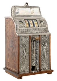 25¢ CAILLE BROS. CENTER PULL VICTORY BELL NUDE BELL SLOT MACHINE