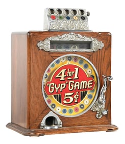 5¢ CAILLE 4 FOR 1 GYP GAME COUNTER WHEEL SLOT MACHINE