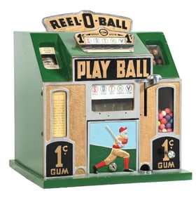 1¢ REEL-O-BALL BASEBALL GUMBALL TRADE STIMULATOR