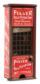 PULVER TALL CASE KOLA-PEPSIN TAB GUM VENDING MACHINE W/ FOXY GRANDPA FIGURE
