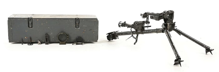 OUTSTANDING SWISS MG-11 MAXIM MACHINE GUN TRIPOD IN ORIGINAL CRATE WTH ADAPTERS FOR MAXIM AND