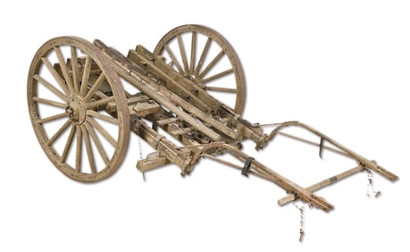 VERY RARE ORIGINAL WOODEN MODEL 1917 MACHINE GUN CART FOR TRANSPORTING THE BROWNING MACHINE GUN,