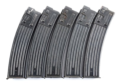 LOT OF 5: FINE ORIGINAL GERMAN MP44 (STG-44) MACHINE GUN MAGAZINES.