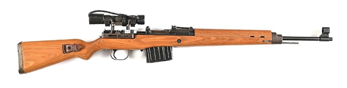 (C) LATE WAR BERLIN-LUEBECKER "QVE 45" CODE K.43 SEMI-AUTOMATIC SNIPER RIFLE.