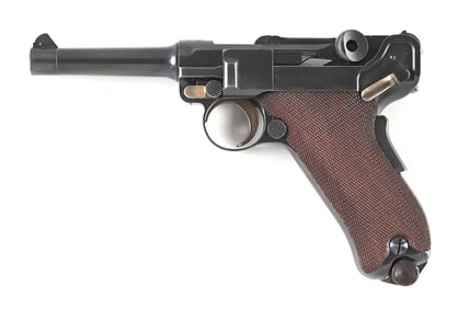 (C) DWM MODEL 1902 FAT BARREL AMERICAN EAGLE COMMERCIAL LUGER SEMI AUTOMATIC PISTOL.