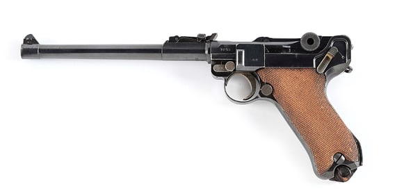 (C) 1917 DATED DWM LP.08 ARTILLERY LUGER SEMI AUTOMATIC PISTOL