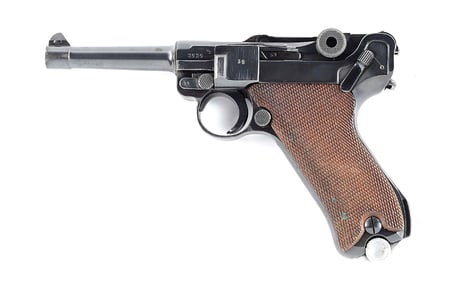 (C) POLICE MAUSER BANNER P.08 LUGER SEMI AUTOMATIC PISTOL (1940).