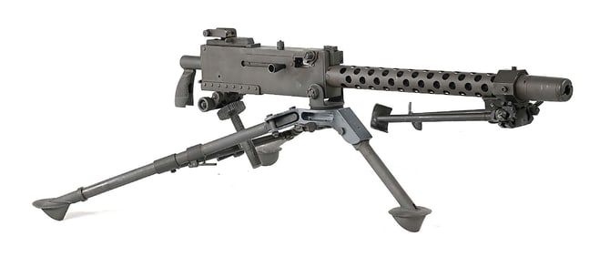 (M) US ORDNANCE MODEL 1919 BELT-FED SEMI-AUTOMATIC RIFLE WITH TRIPOD.