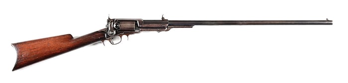 (A) RARE HIGH CONDITION 1ST MODEL COLT MODEL HALF STOCK PERCUSSION REVOLVING SPORTING RIFLE.