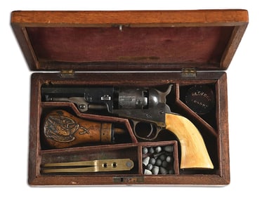 (A) COLT 1849 POCKET PERCUSSION REVOLVER WITH CASE.
