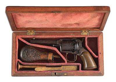 (A) CASED REMINGTON BEALS FIRST MODEL 2ND ISSUE PERCUSSION POCKET REVOLVER.