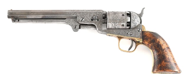 (A) ENGRAVED COLT 1851 NAVY SINGLE ACTION PERCUSSION REVOVER