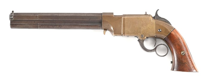 (A) MASONIC MARKED VOLCANIC REPEATING ARMS NO. 2 HOLSTER MODEL NAVY REPEATING PISTOL.