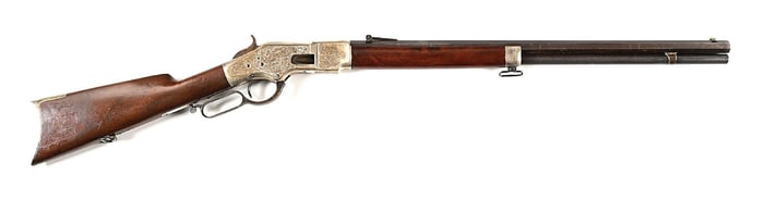 (A) PLATED AND ENGRAVED WINCHESTER MODEL 1866 LEVER ACTION RIFLE AFTER NIMSCHKE.