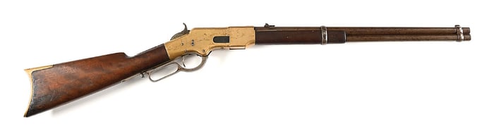 (A) SCARCE FIRST MODEL FLATSIDE WINCHESTER MODEL 1866 LEVER ACTION CARBINE.