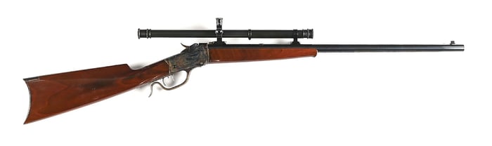 (A) TURNBULL RESTORED WINCHESTER MODEL 1885 SINGLE SHOT FALLING BLOCK RIFLE.