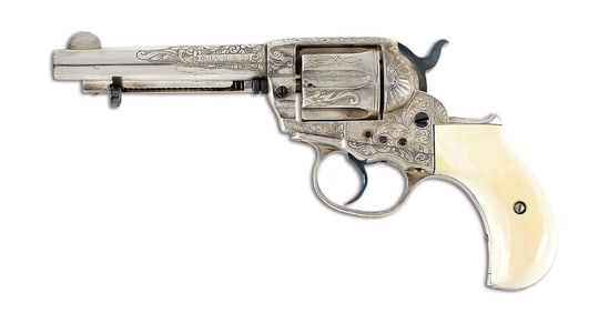 (C) ENGRAVED COLT MODEL 1877 DA LIGHTNING DOUBLE ACTION REVOLVER.