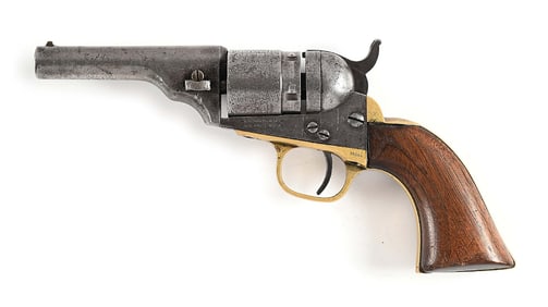 (A) CARTRIDGE CONVERTED COLT POCKET SINGLE ACTION REVOLVER AND BADGE OF JOHN W OLINGER, LINCOLN