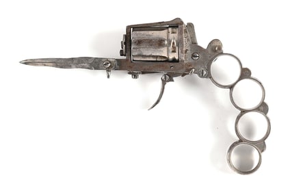 (A) BELGIAN APACHE KNUCKLE DUSTER REVOLVER.