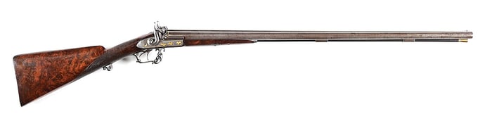 (A) EXHIBITION QUALITY E.K. TRYON SIDE BY SIDE PERCUSSION SHOTGUN.
