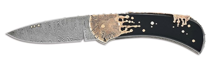 DELLANA IN THE BLACK SOLE AUTHORSHIP CUSTOM FOLDING KNIFE.
