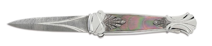 WOLFGANG LOERCHNER CUSTOM BLACK LIP TAHITIAN PEARL LOCKBACK DAGGER.