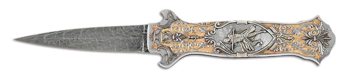 JOE KIOUS CUSTOM CRUSADERS DOUBLE POCKET LOCKET AUTO LOCKBACK KNIFE.