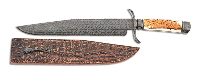 PEDRO FORNARI FULL INTEGRAL TURKISH TWIST DAMASCUS BOWIE KNIFE.