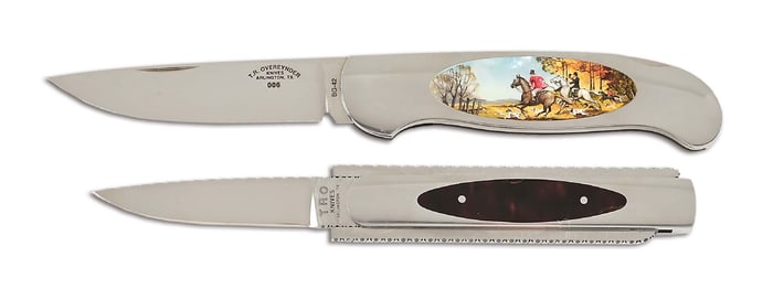 LOT OF 2: TOMMY OVEREYNDER CUSTOM FOLDING KNIVES.