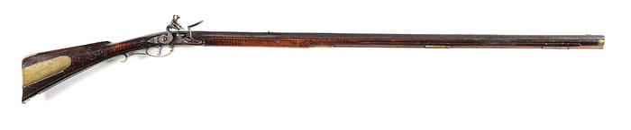(A) BUCKS COUNTY FLINTLOCK KENTUCKY RIFLE ATTRIBUTED TO JOHN SHULER.