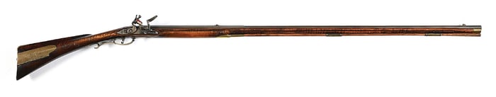 (A) CONTEMPORARY BUCKS COUNTY FLINTLOCK KENTUCKY RIFLE BY BILL LUCKENBILL.