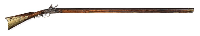 (A) INCISE CARVED FLINTLOCK KENTUCKY RIFLE.