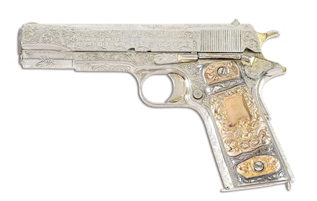 (C) MIKE DUBBER MASTER ENGRAVED COLT 1911, WITH GOLD ACCENTS IN .45ACP