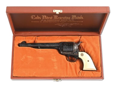 (M) FACTORY ENGRAVED 3RD GENERATION COLT SINGLE ACTION ARMY REVOLVER WITH CASE.