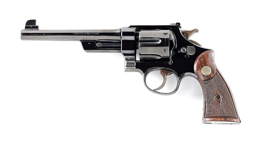 (C) RARE SMITH & WESSON PRE WAR .44 HAND EJECTOR TARGET DOUBLE ACTION REVOLVER.